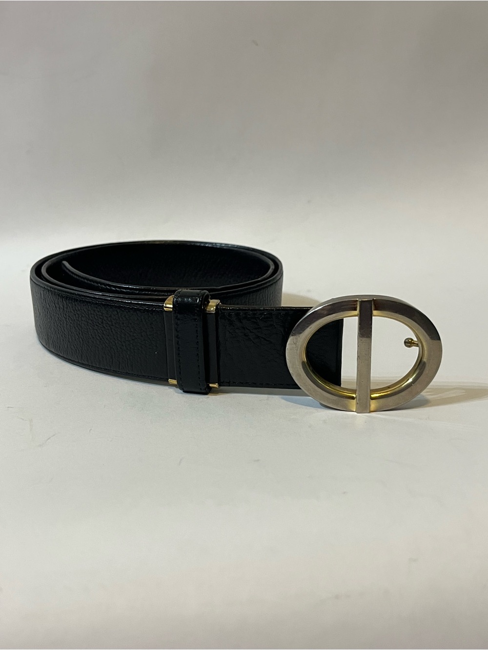 Vintage Christian Dior Oval Two-Tone CD Buckle Leather Belt 🇫🇷